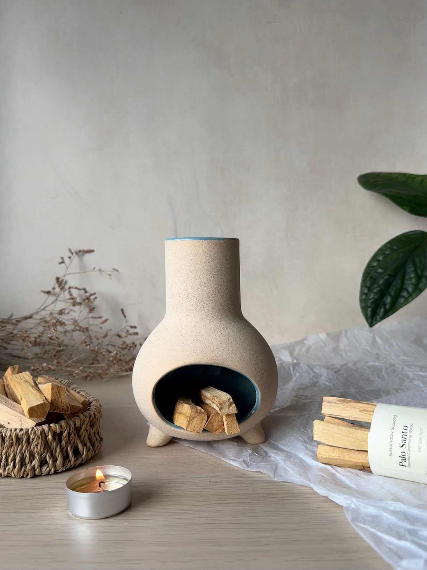 Hand Made Pottery Chiminea - Palo Santo, Smudge Sticks & Incense Cone Burner