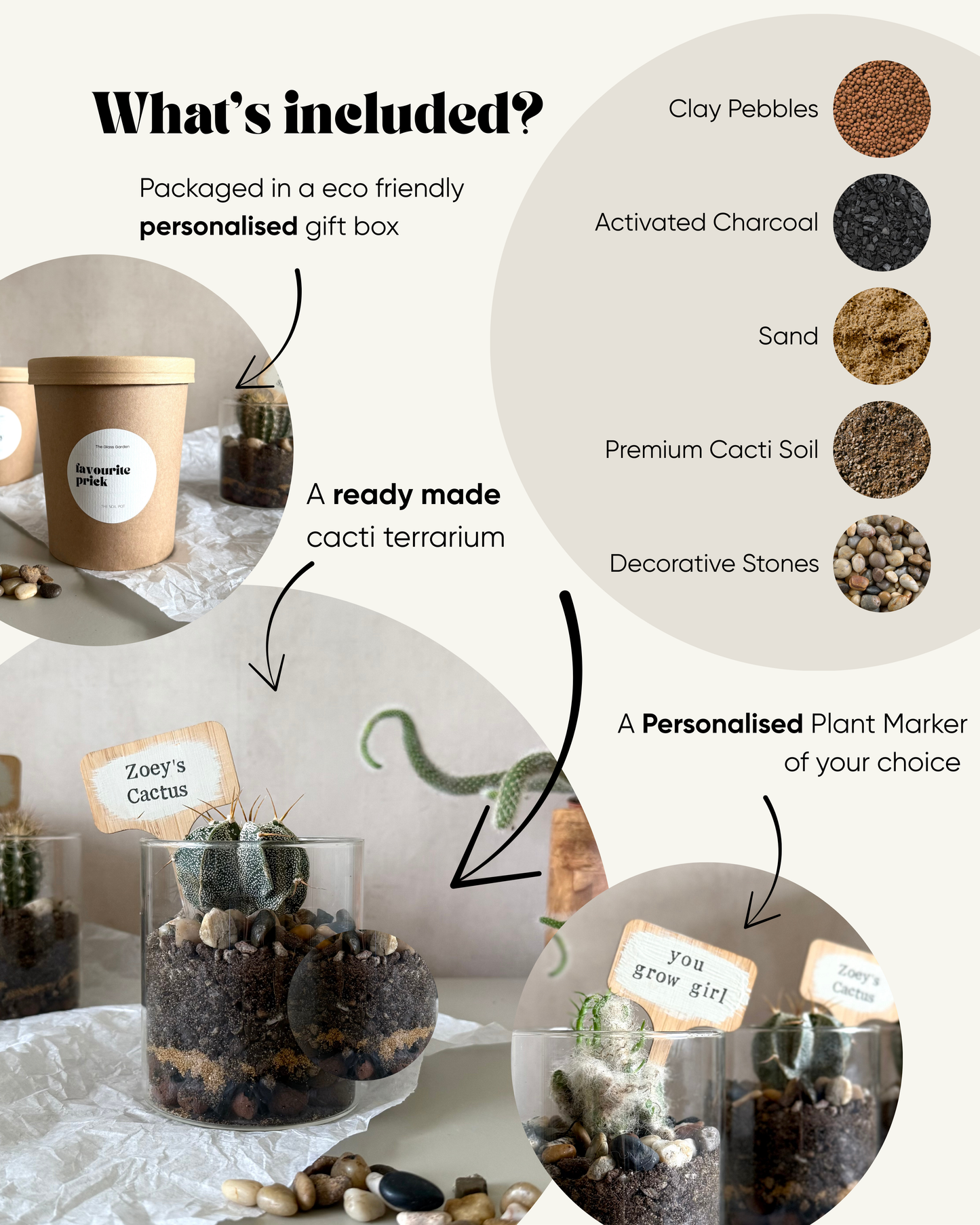 Personalised Cacti Terrarium in Gift Box