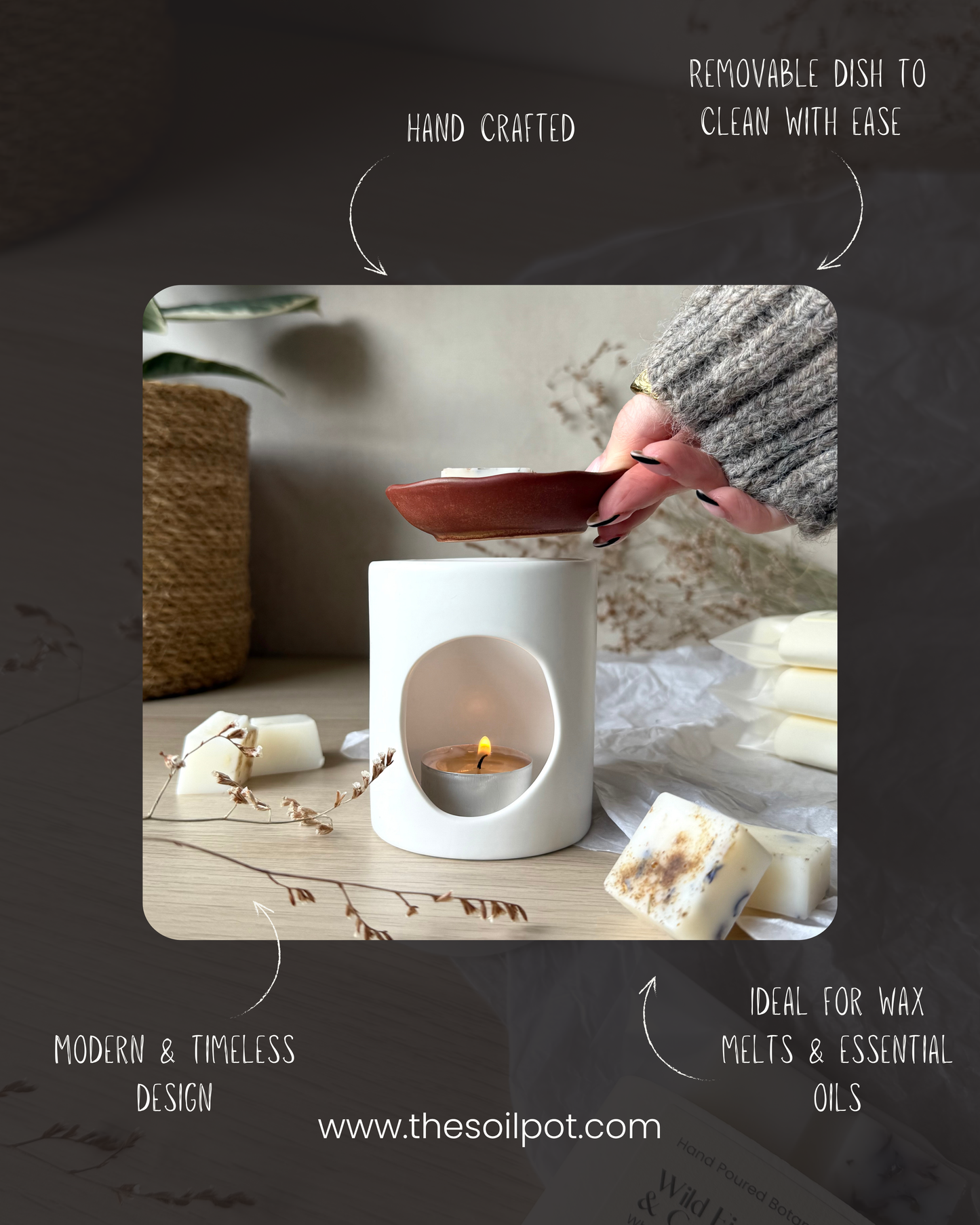 Hand Made Ceramic Terracotta & Ivory Wax Melt Burner Gift Set