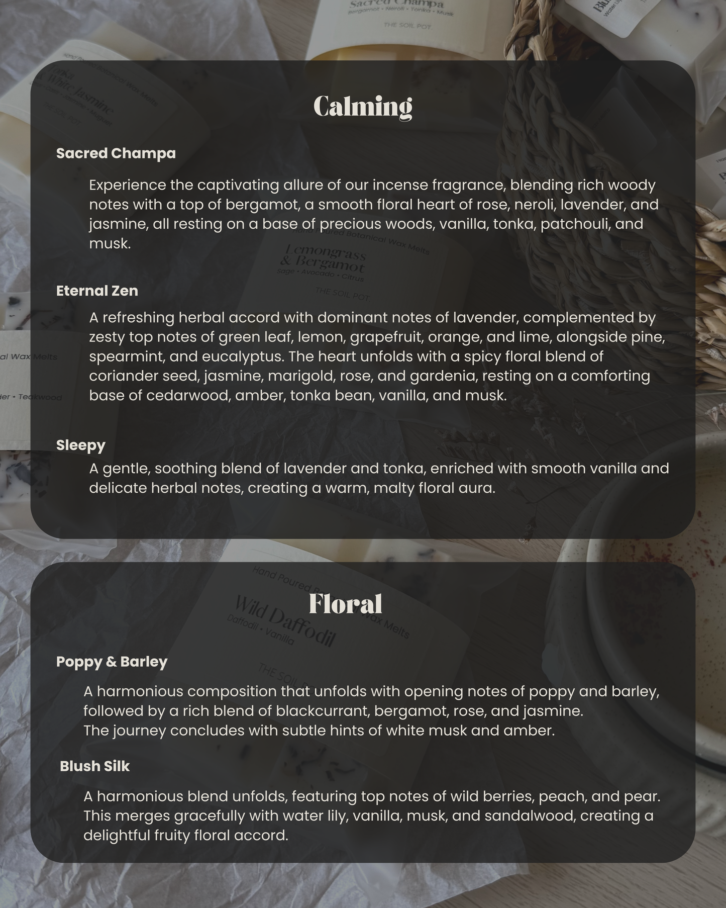 Botanical Wax Melt Samples & Snap Bars, Vegan Friendly Home Fragrance