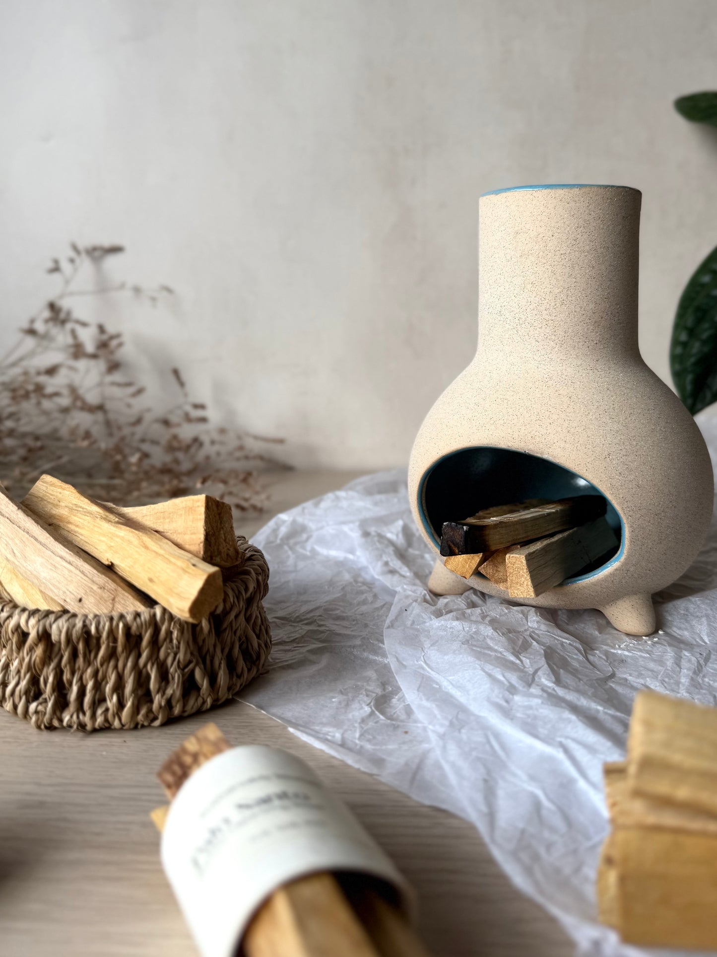 Hand Made Pottery Chiminea - Palo Santo, Smudge Sticks & Incense Cone Burner